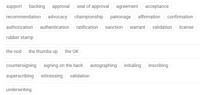 Synonyms of endorsement Images 2